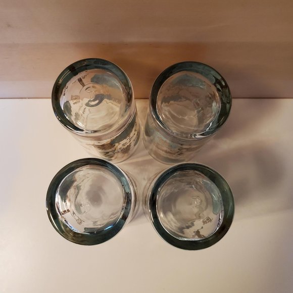 Set of 4 Vtg Dominion MCM Highball Tumbler Asian Turquoise Gold Drinking Glasses - Picture 11 of 15